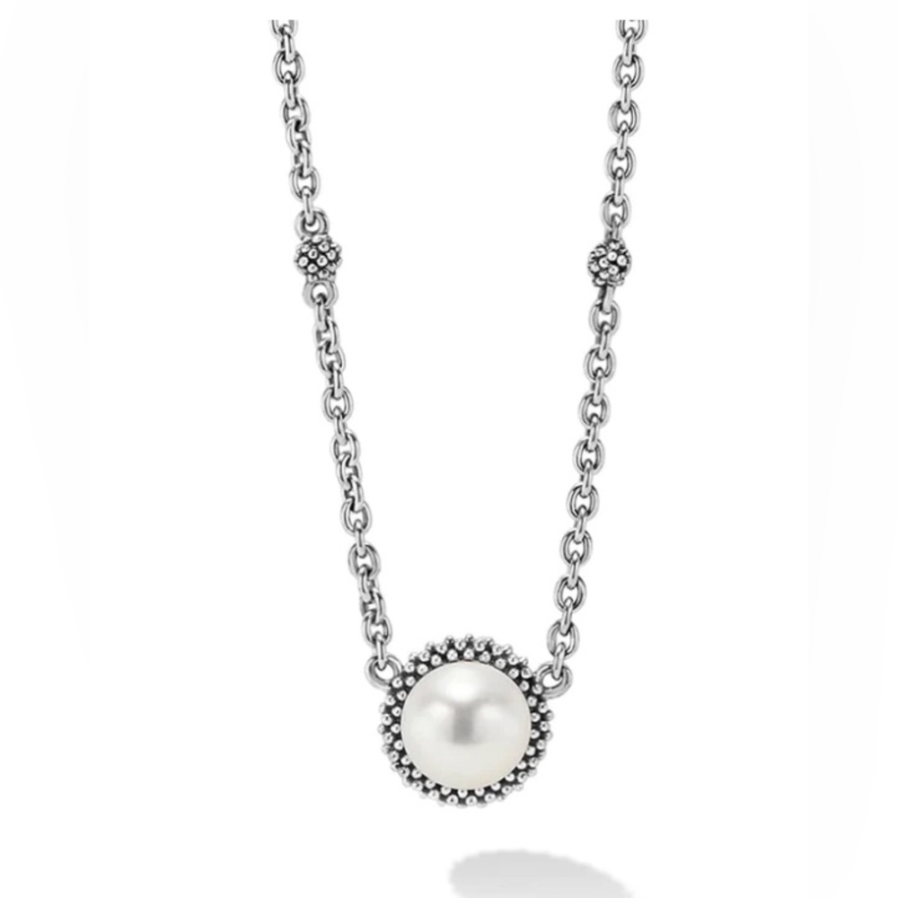 LAGOS Sterling Silver Luna Pearl 8mm Pendant Necklace